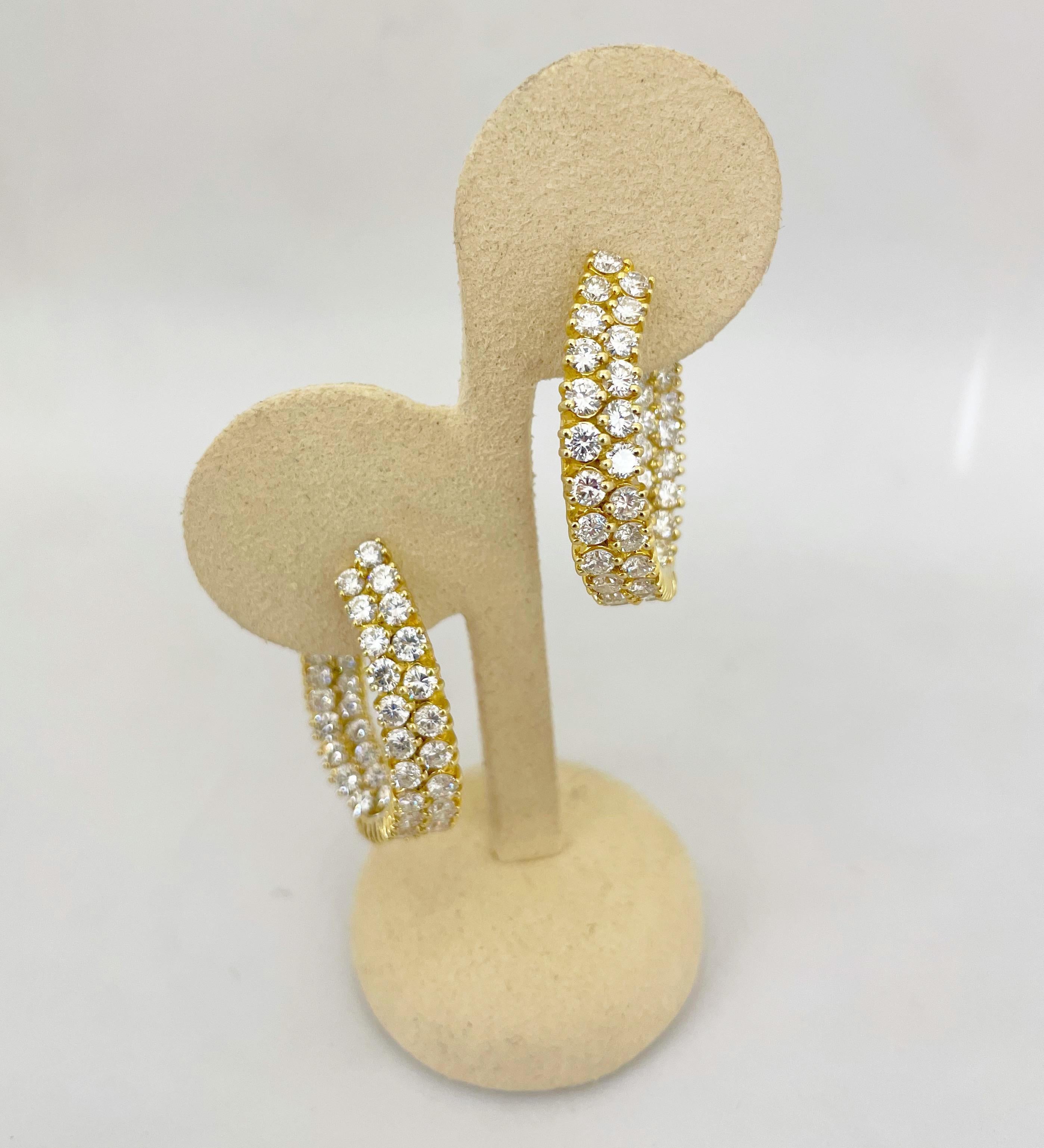 18 Karat 7.65 Carat Marquis Shaped Diamond Hoop Earrings In New Condition For Sale In New York, NY
