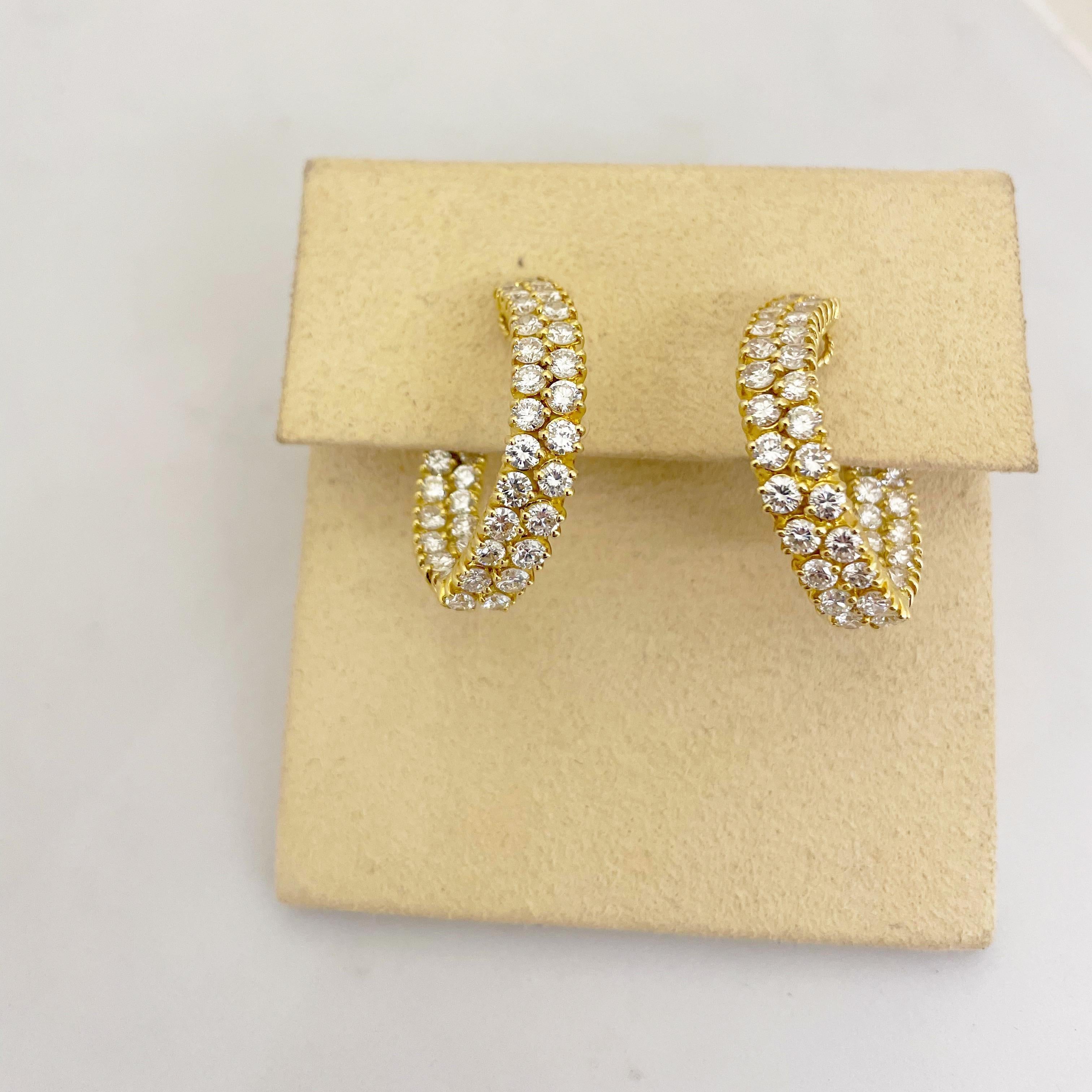 18 Karat 7.65 Carat Marquis Shaped Diamond Hoop Earrings For Sale 1