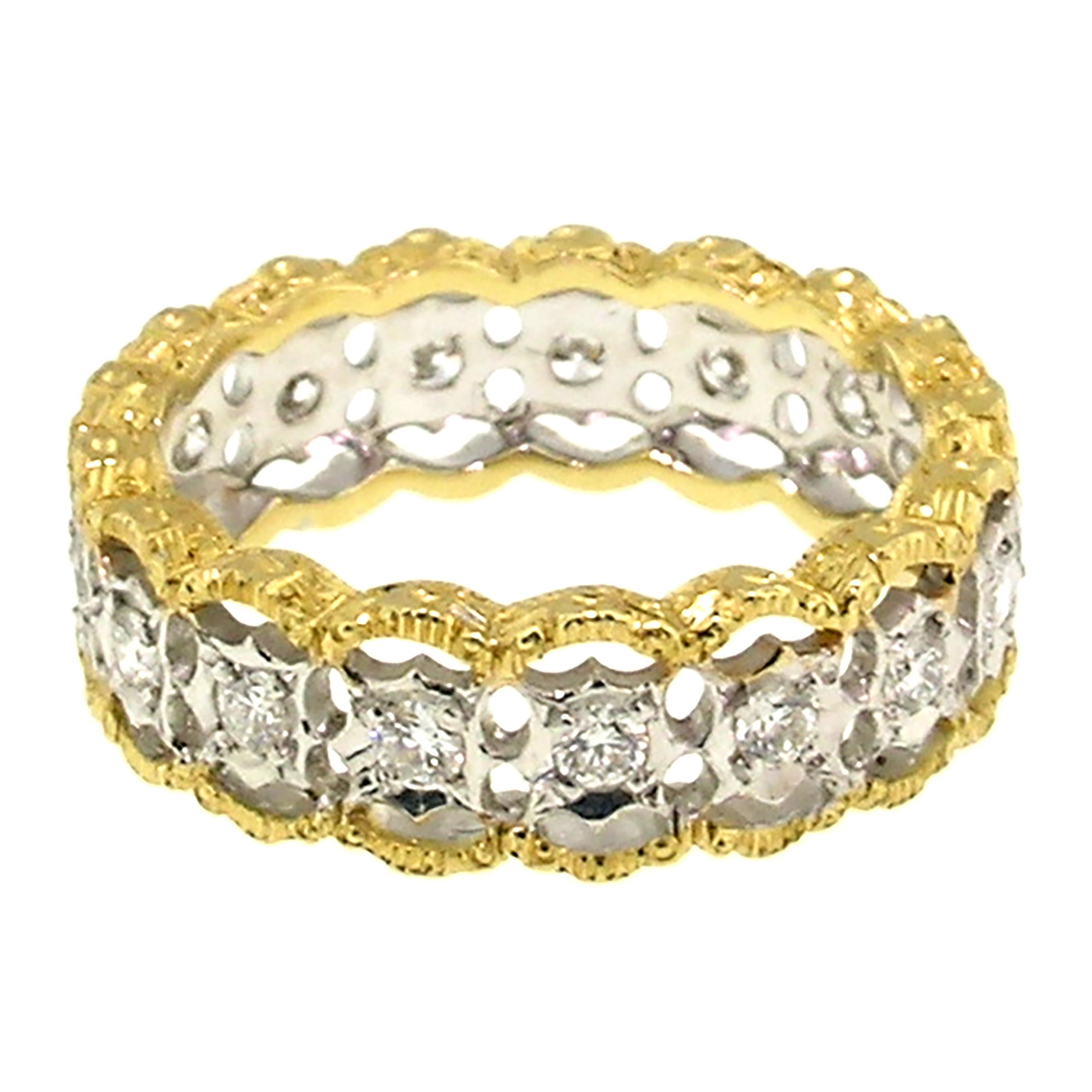 18kt and 0.90ct Diamond Eternity Band, Handmade in Florence, Italy In New Condition For Sale In Logan, UT