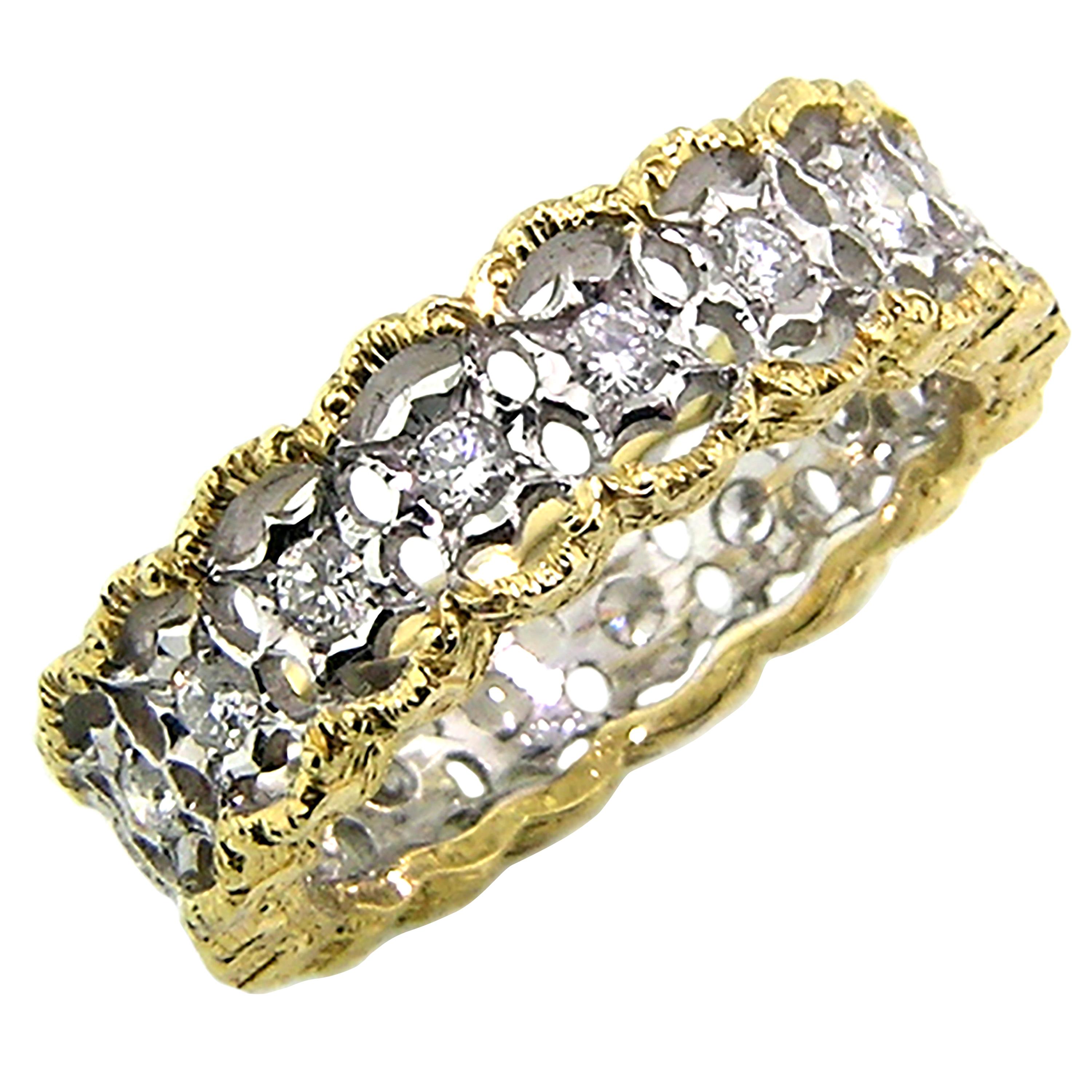 18kt and 0.90ct Diamond Custom Eternity Band Handmade in Florence, Italy