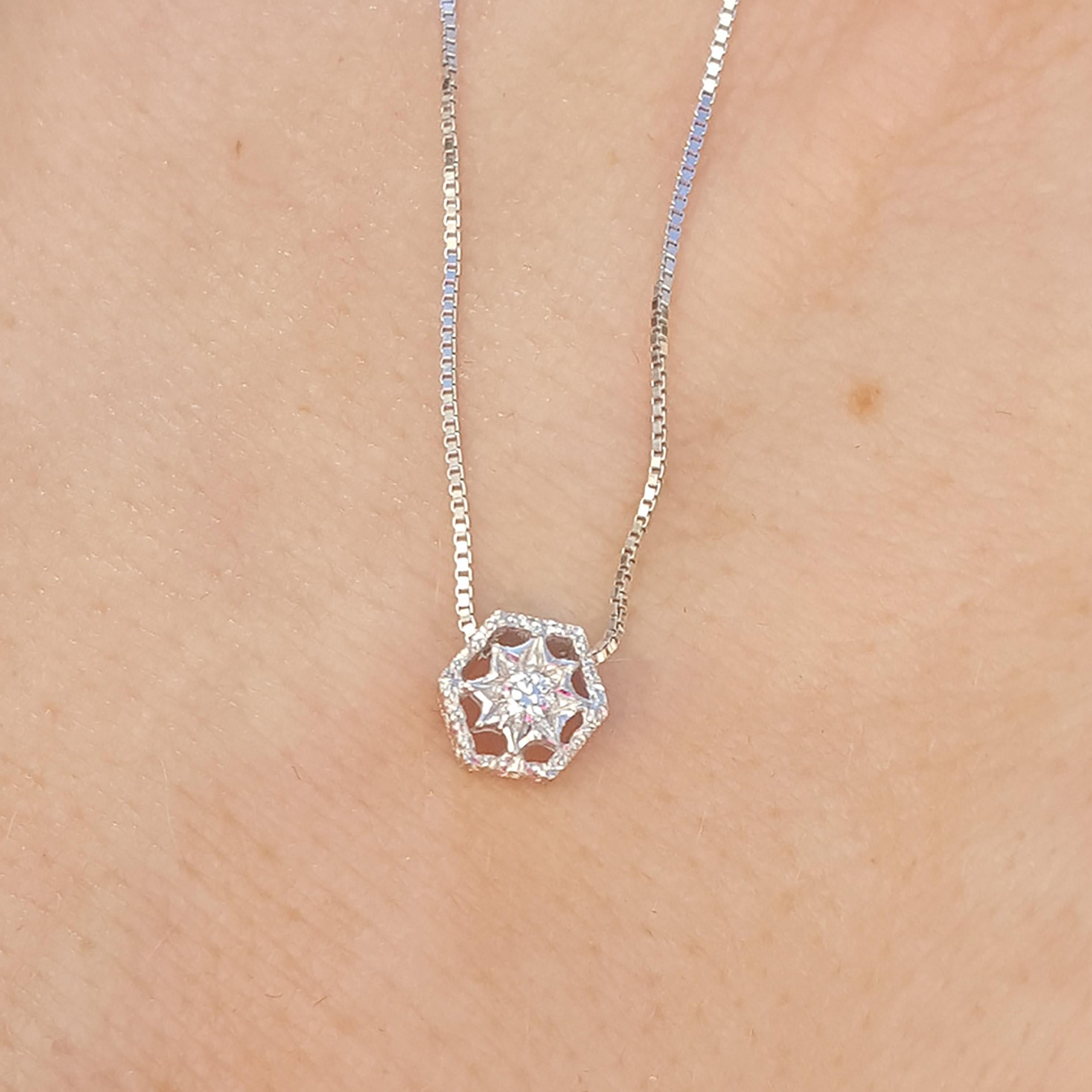 This darling little Honeycomb Necklace is the perfect little piece of Italy to wear by itself or as part of a layered look. Honeycomb is an utterly modern style adapted from generations of Florentine engraved design and elegance.

-0.04ct