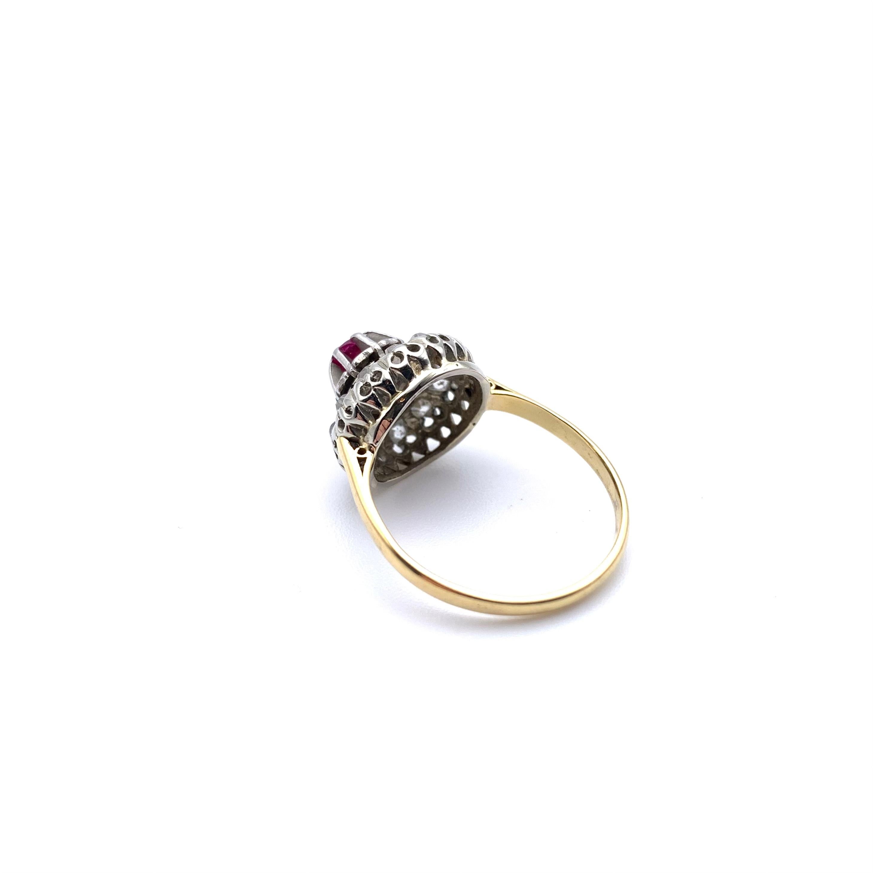Women's 18KT and Platinum Edwardian Ruby and Diamond Ring For Sale