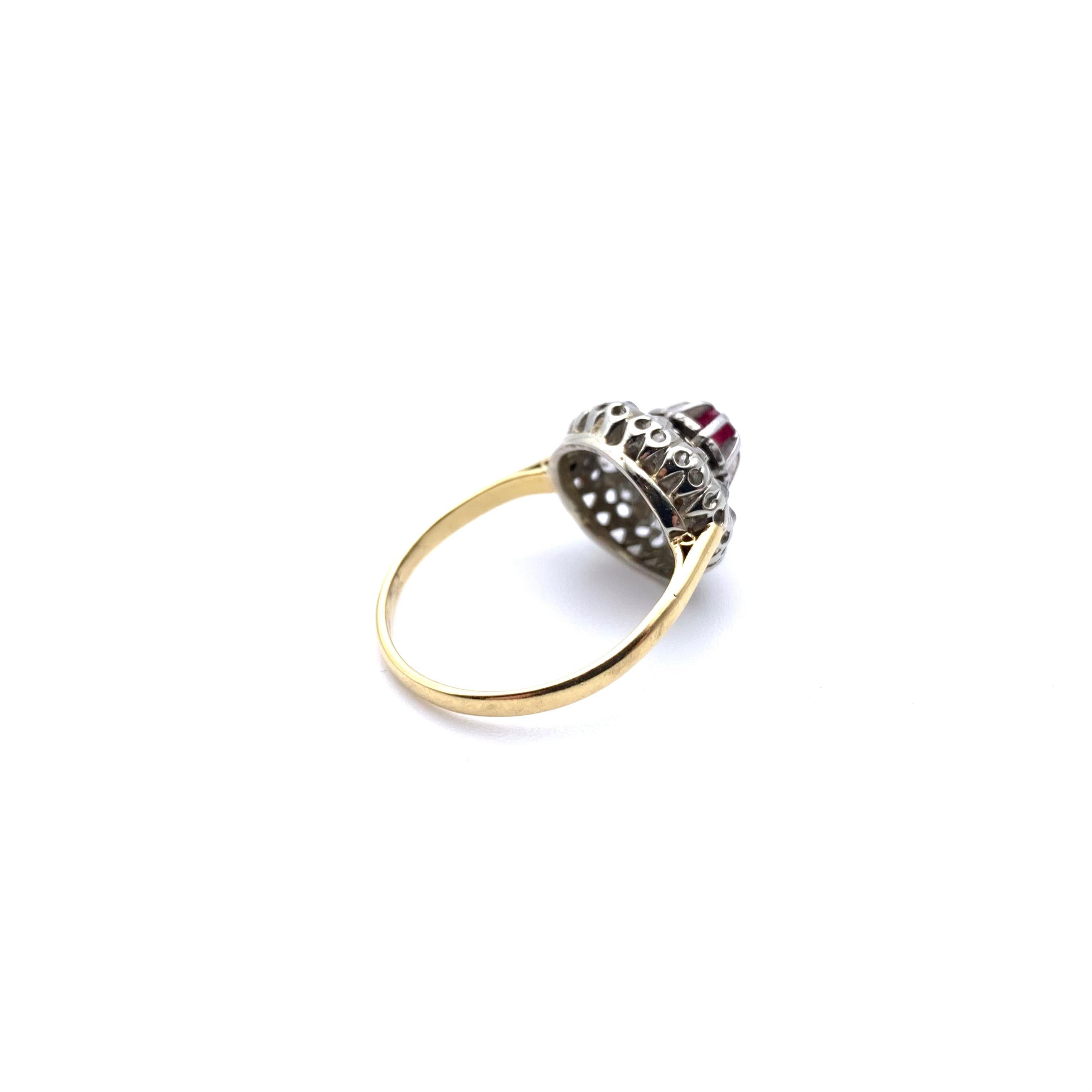 18KT and Platinum Edwardian Ruby and Diamond Ring For Sale 1