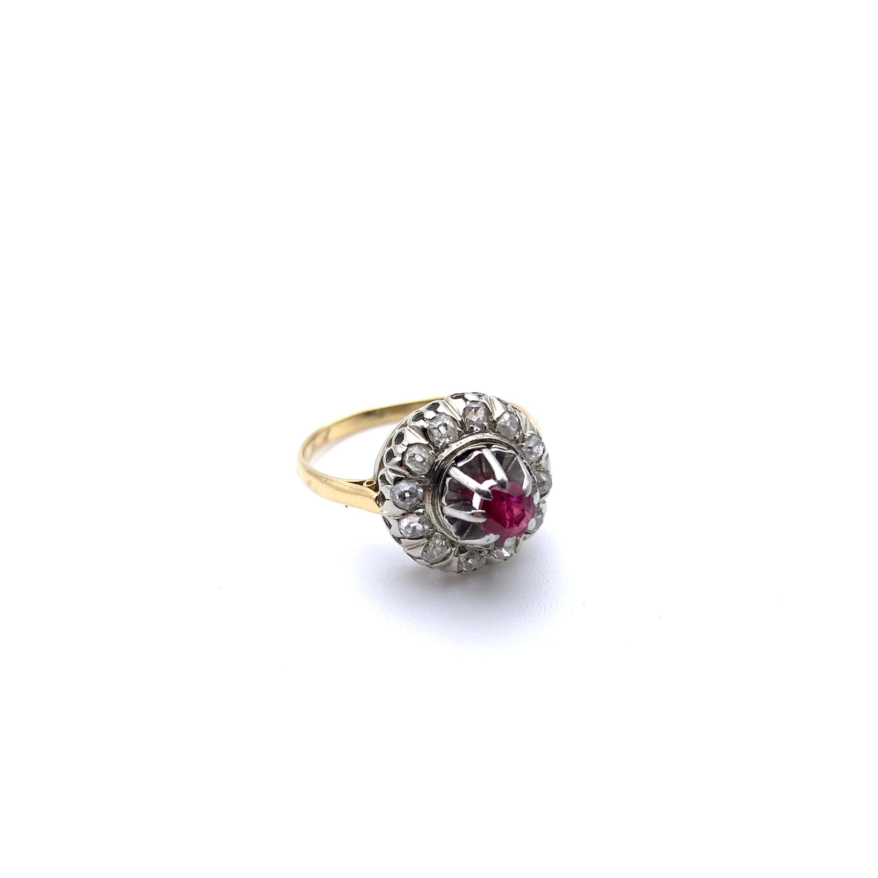 18KT and Platinum Edwardian Ruby and Diamond Ring For Sale 3