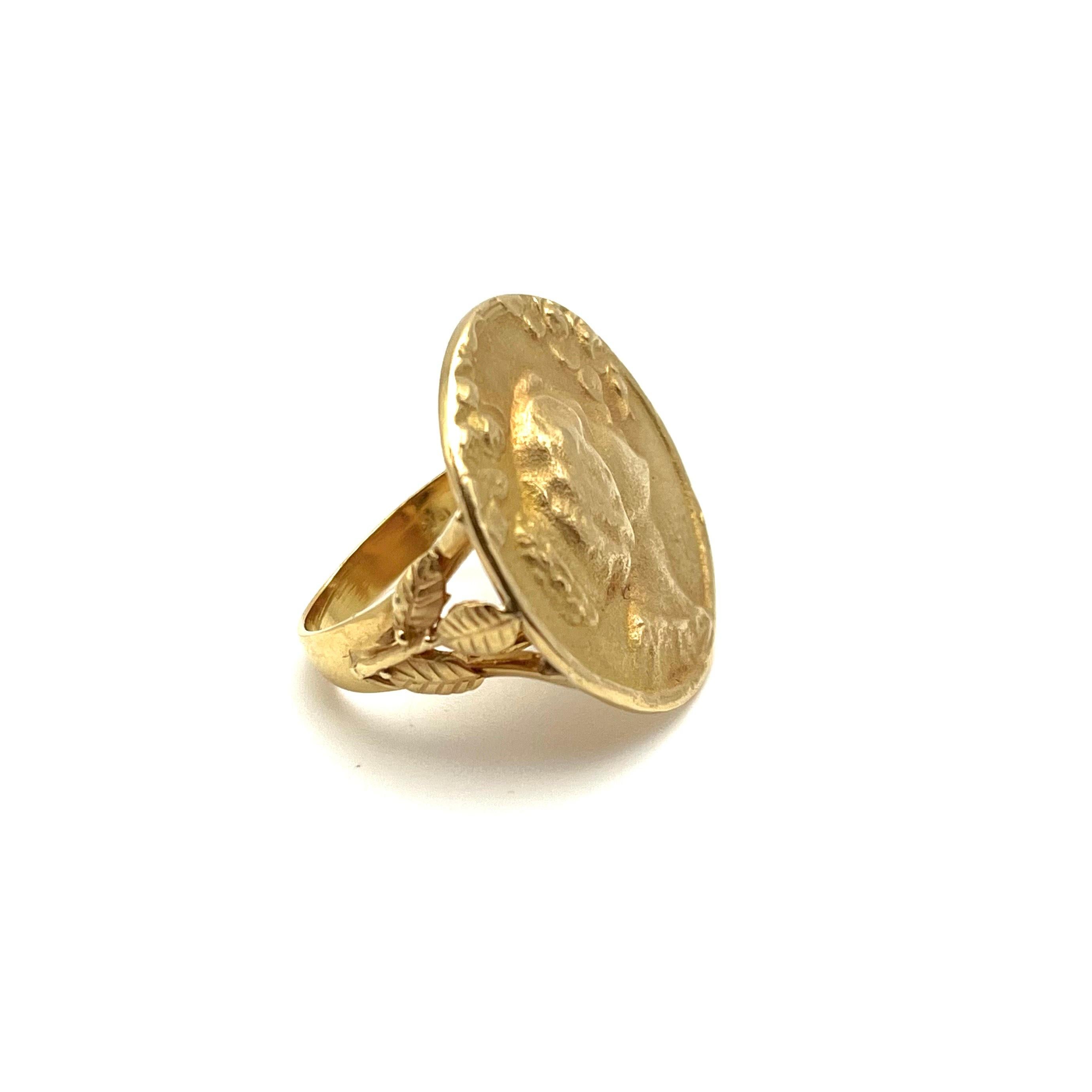 Women's 18KT Art Nouveau Inspired Coin Ring