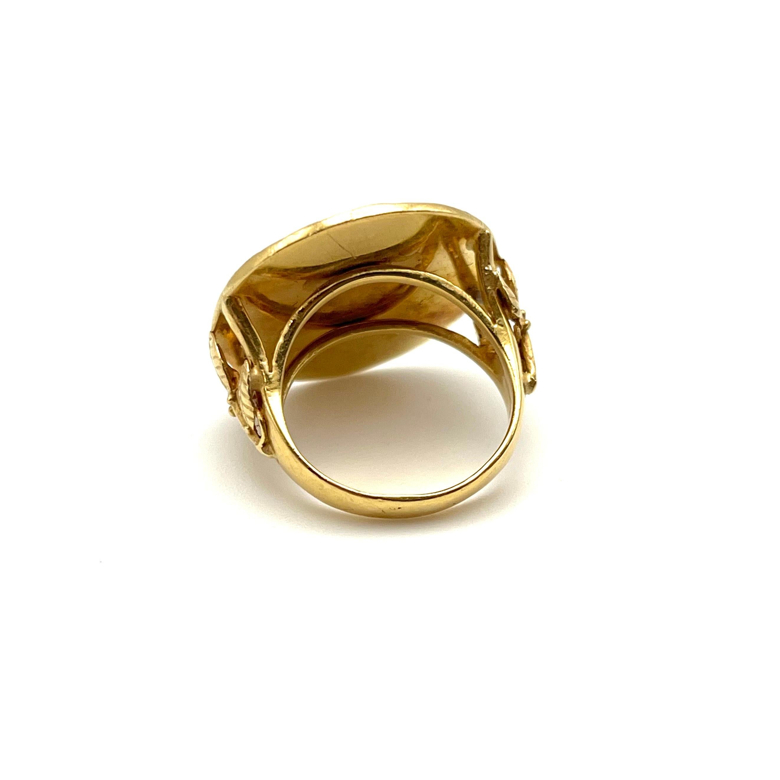 18KT Art Nouveau Inspired Coin Ring 1