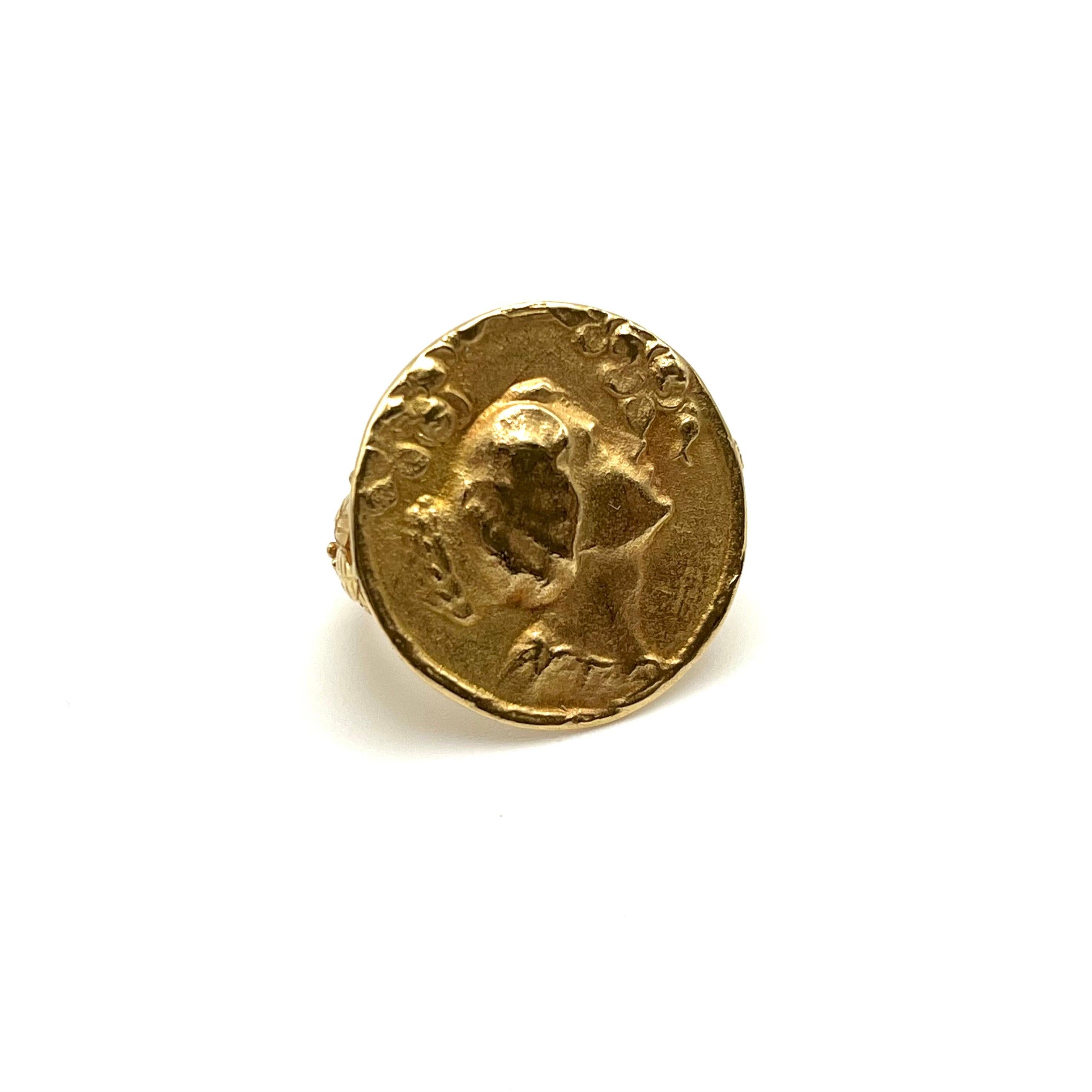 18KT Art Nouveau Inspired Coin Ring 2