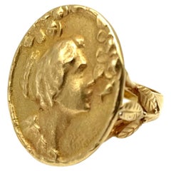18KT Art Nouveau Inspired Coin Ring