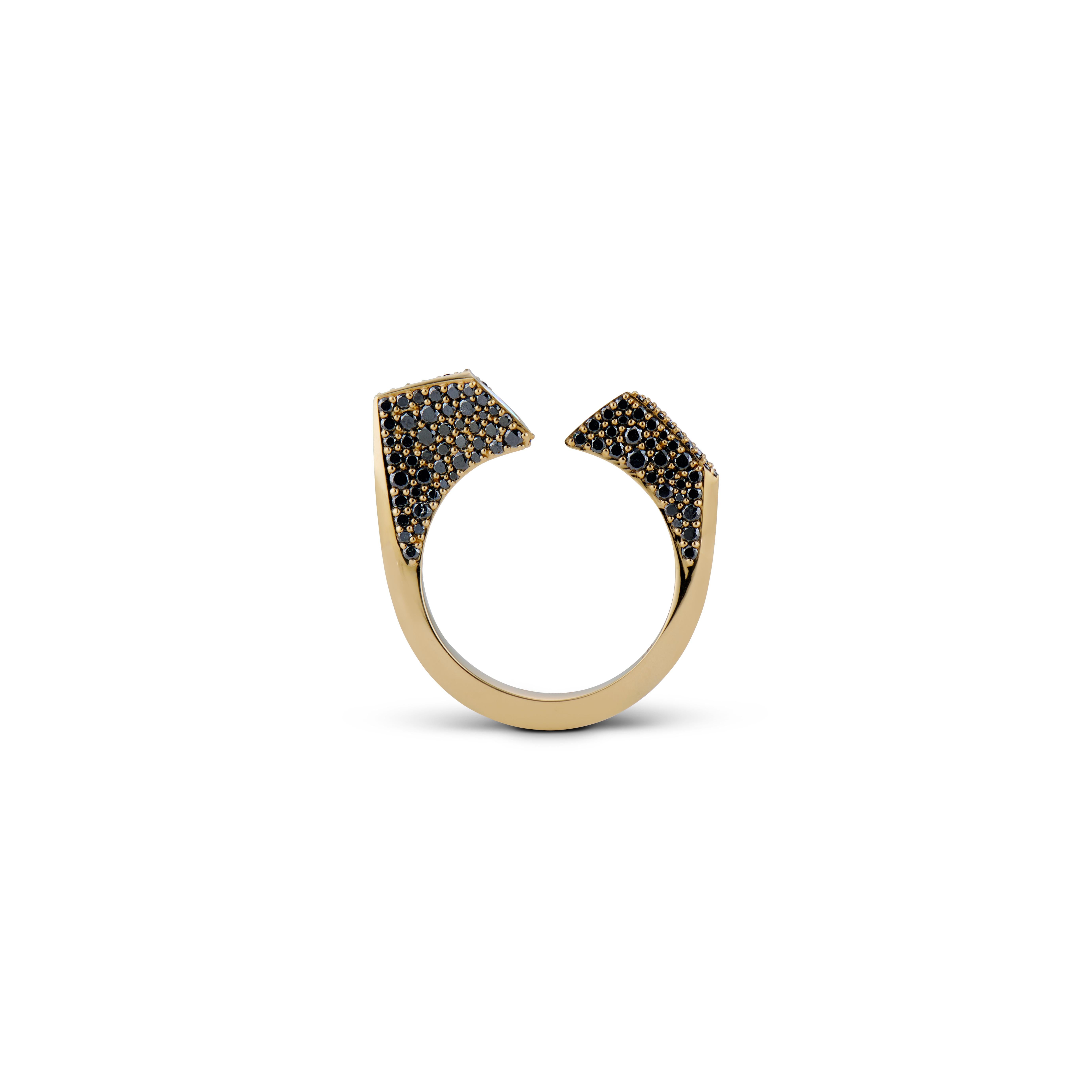 Contemporary JV Insardi 18kt Black Diamond and Opal Ring