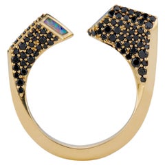 JV Insardi 18kt Black Diamond and Opal Ring