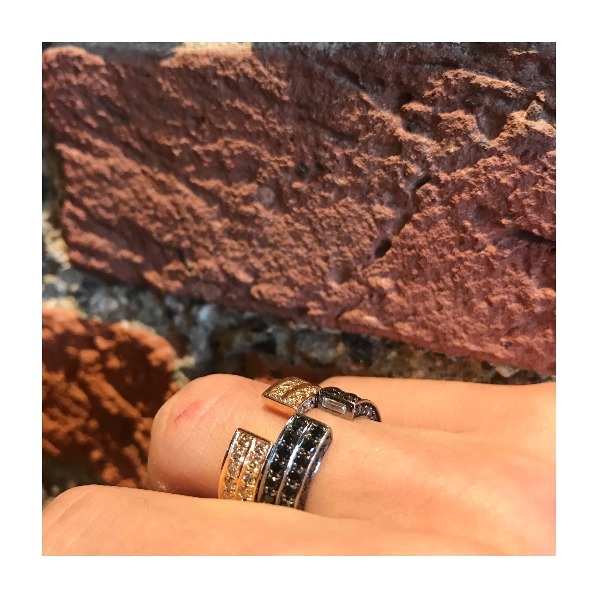 Modern 18kt Black Gold & Black Diamond Brute Ring For Sale