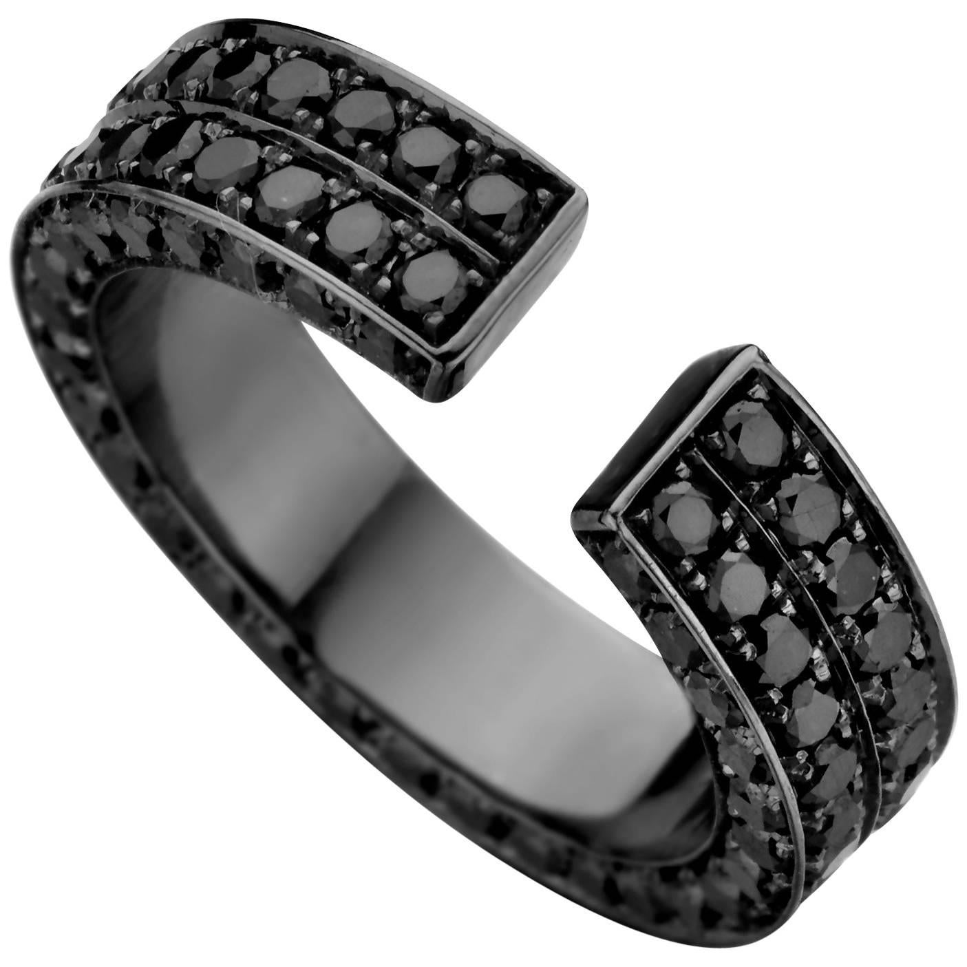 18kt Black Gold & Black Diamond Brute Ring For Sale