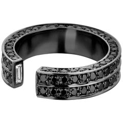 18kt Black Gold & Diamonds Baguette Brute Ring