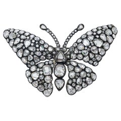 18KT Blackened White Gold Butterfly Brooch with 23.13 Carat Rose Cut Diamonds