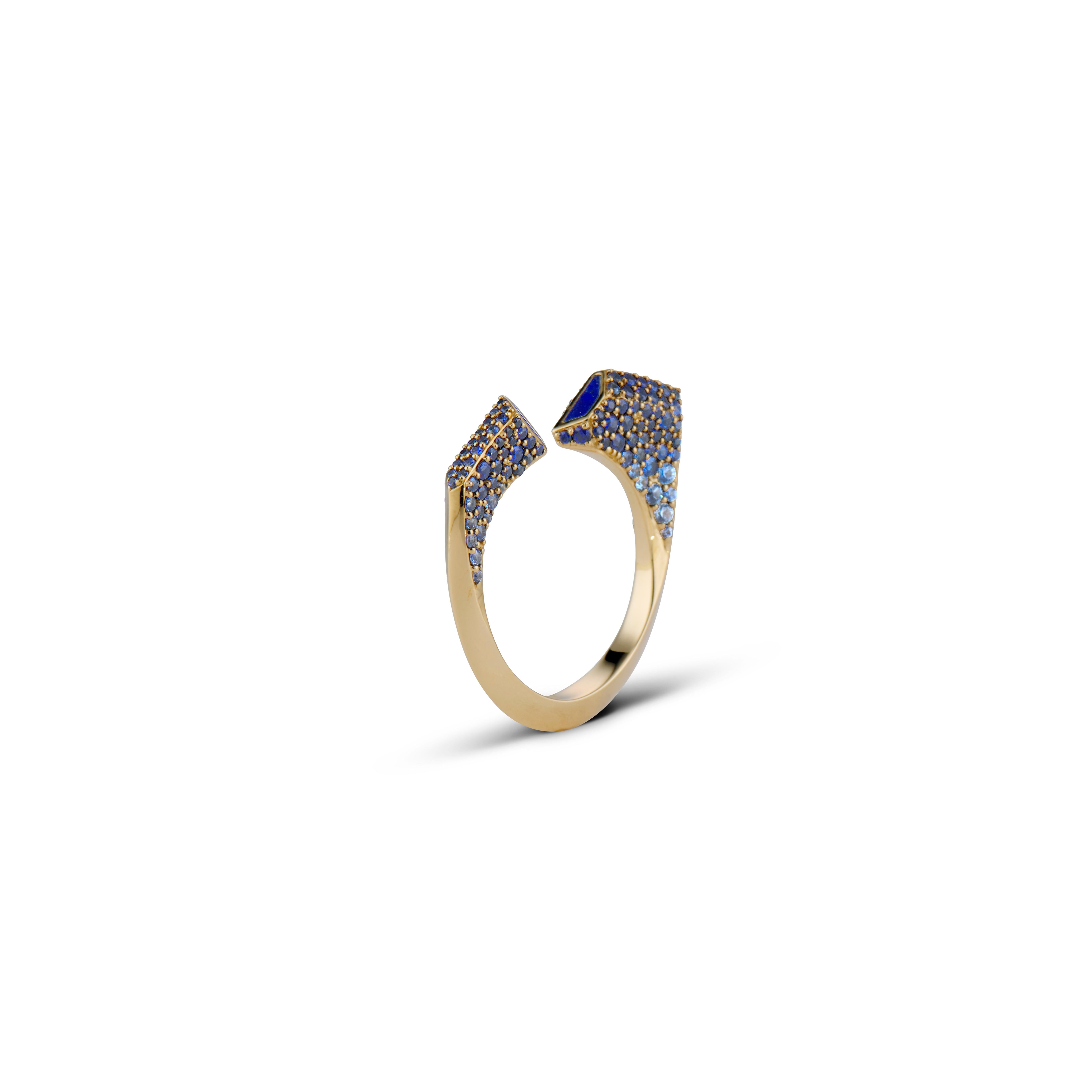 Contemporary JV Insardi 18kt Blue Sapphires and Lapis Ring