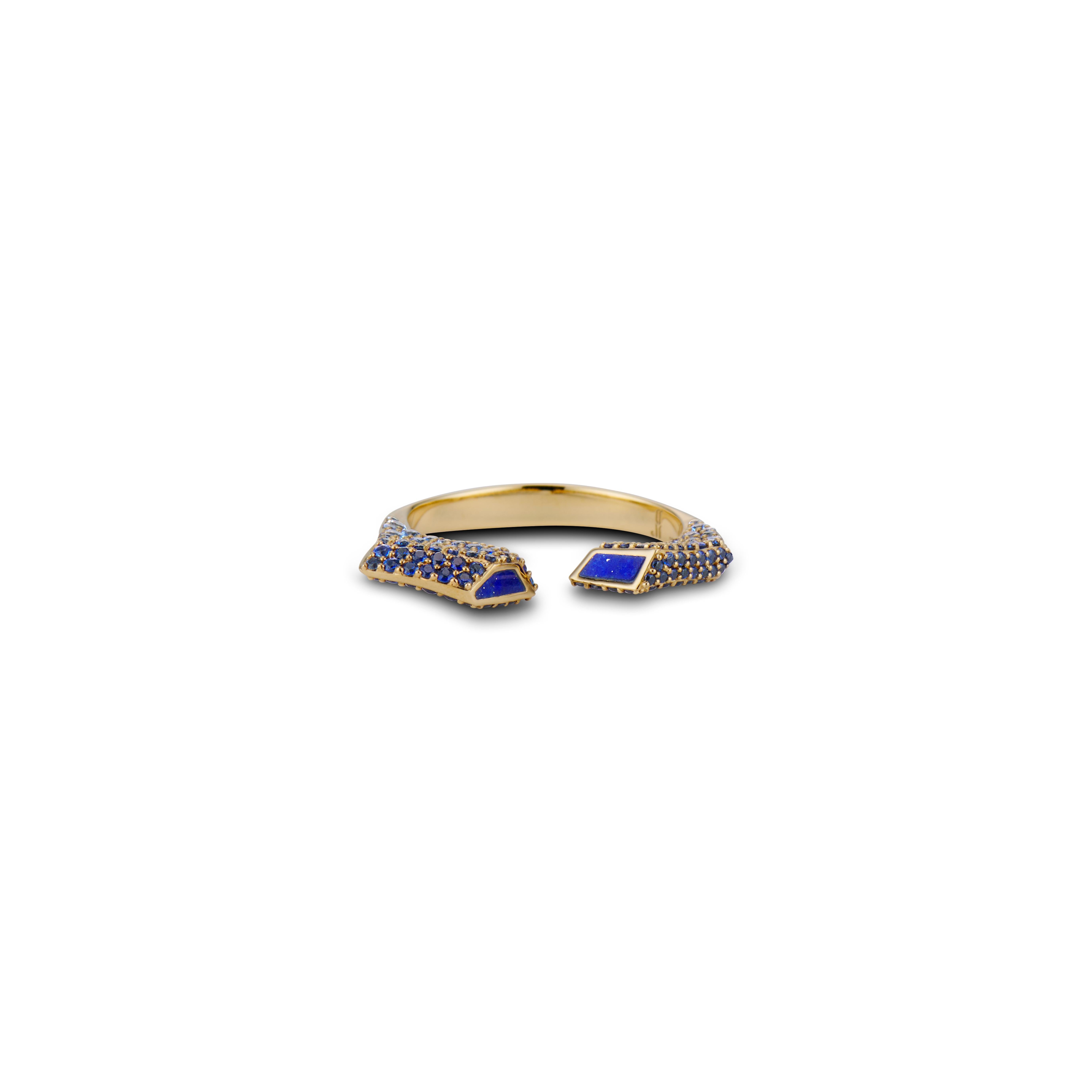 Round Cut JV Insardi 18kt Blue Sapphires and Lapis Ring