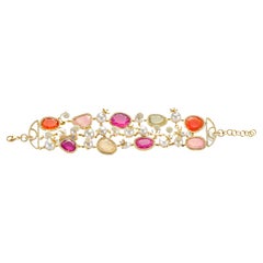 18Kt Bracelet with 78.27ct. Rubellite & Semi Precious Stones, Pearls & Diamonds