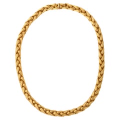 18 Karat Braided Link Necklace W Striated Links