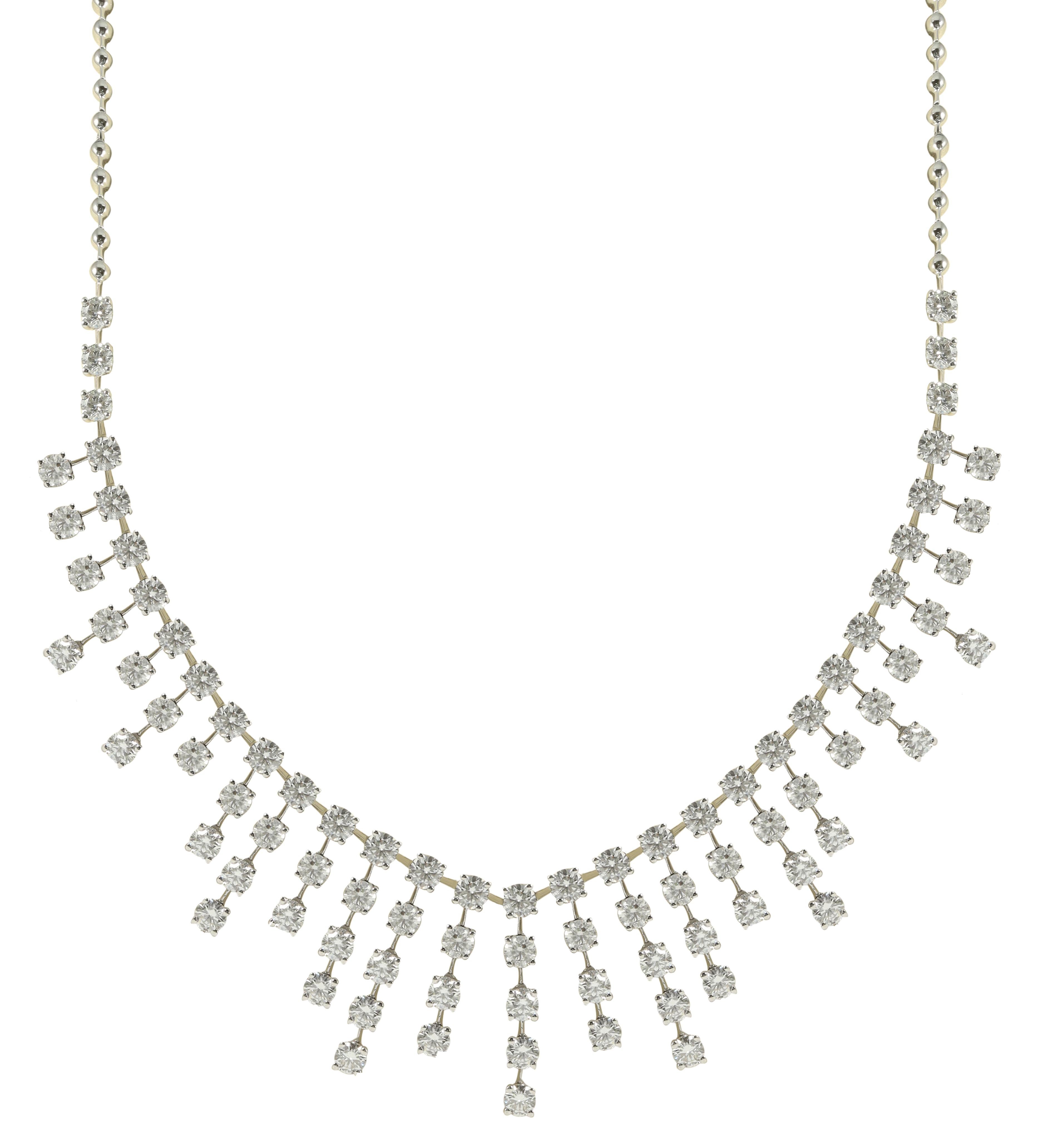 Collar de moda de oro blanco de 18 quilates con 15,84 cts de diamantes redondos