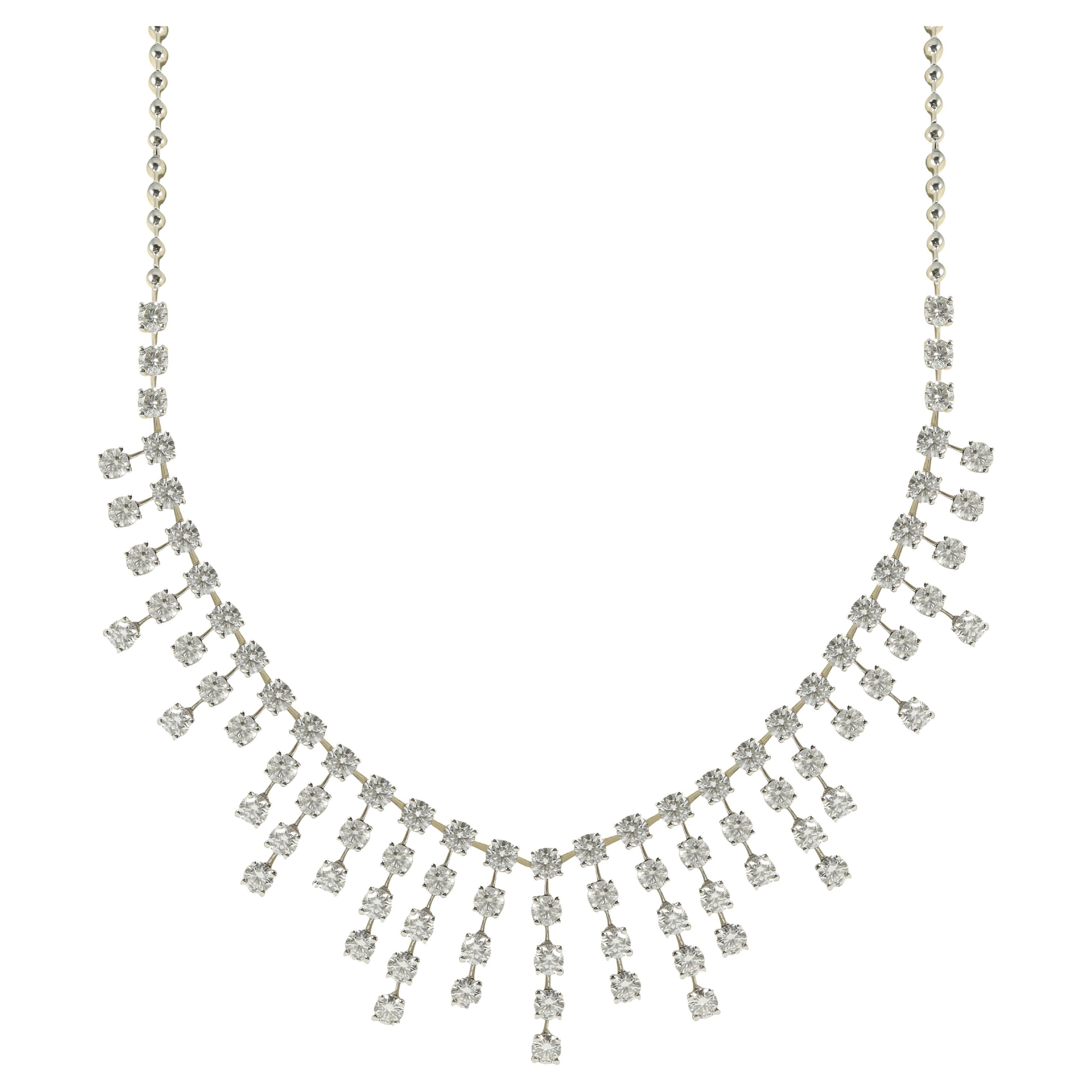 18kt Custom White Gold Fashion Necklace Featuring 15.84 cts of round diamonds For Sale