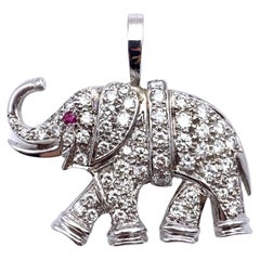 14KT Diamond and Ruby Elephant Pendant