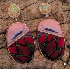 18kt, diamond, bakelite and enamel earrings