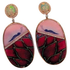18kt, diamond, bakelite and enamel earrings