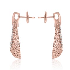 18 Karat Dotted Rose Gold with Pave Set Brilliant Cut Diamonds Earrings