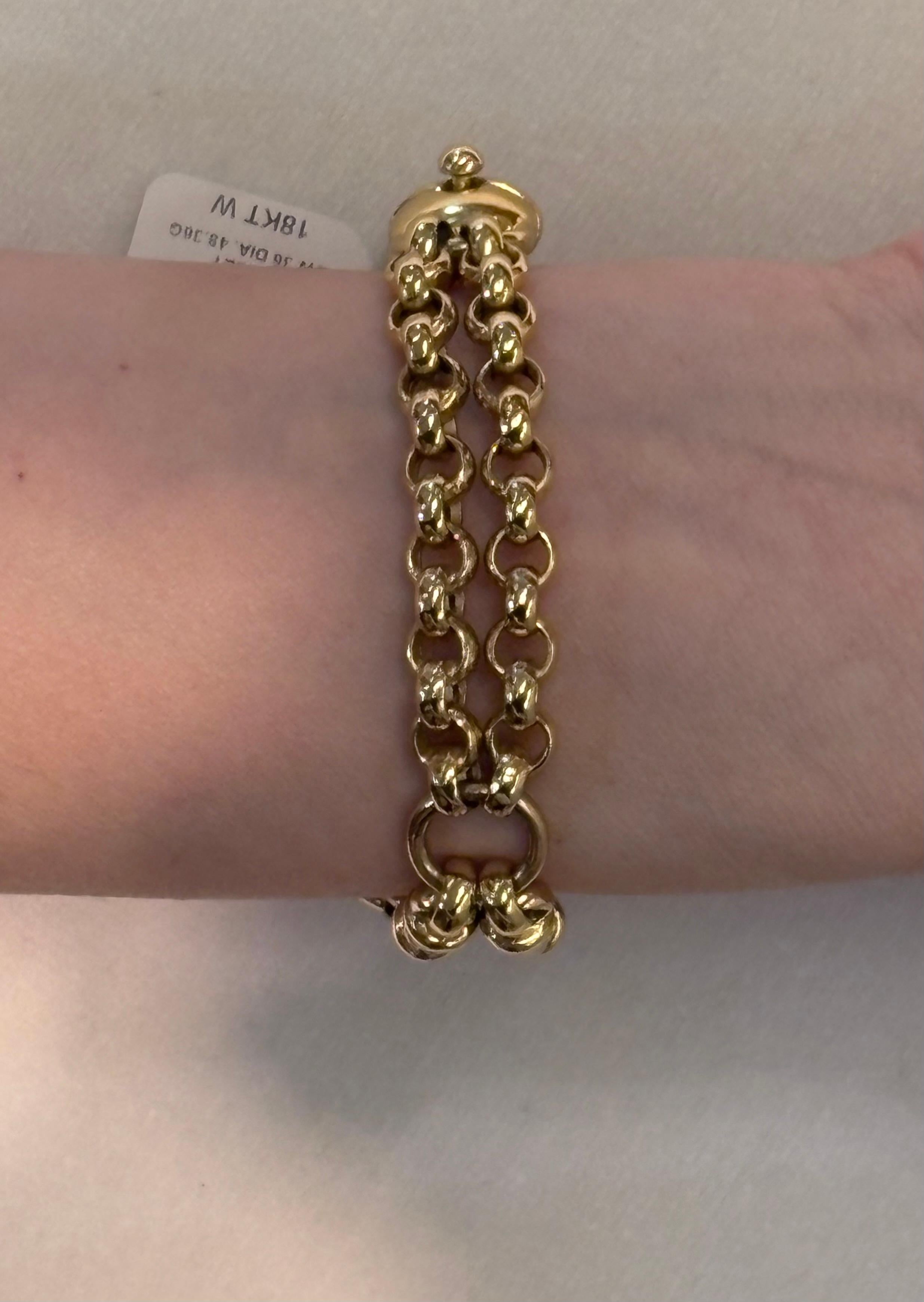 18KT Double Bracelet, Italy, 48.36g, .50TDW, Yellow Gold For Sale 4