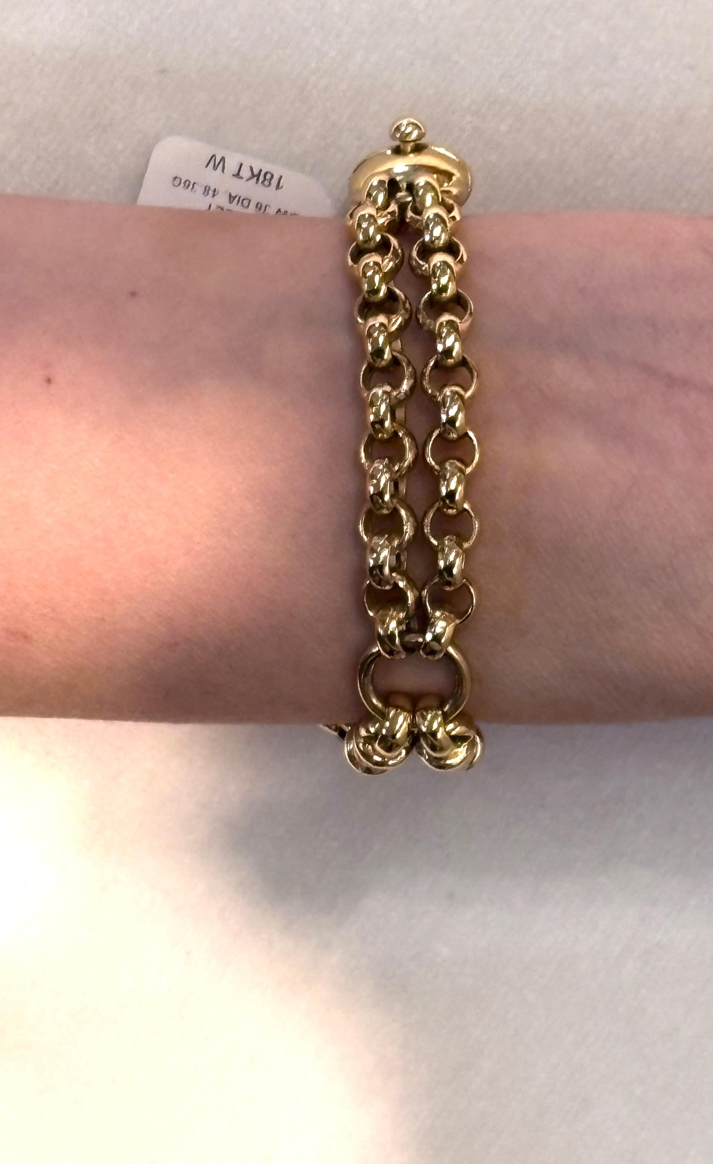 18KT Double Bracelet, Italy, 48.36g, .50TDW, Yellow Gold For Sale 5