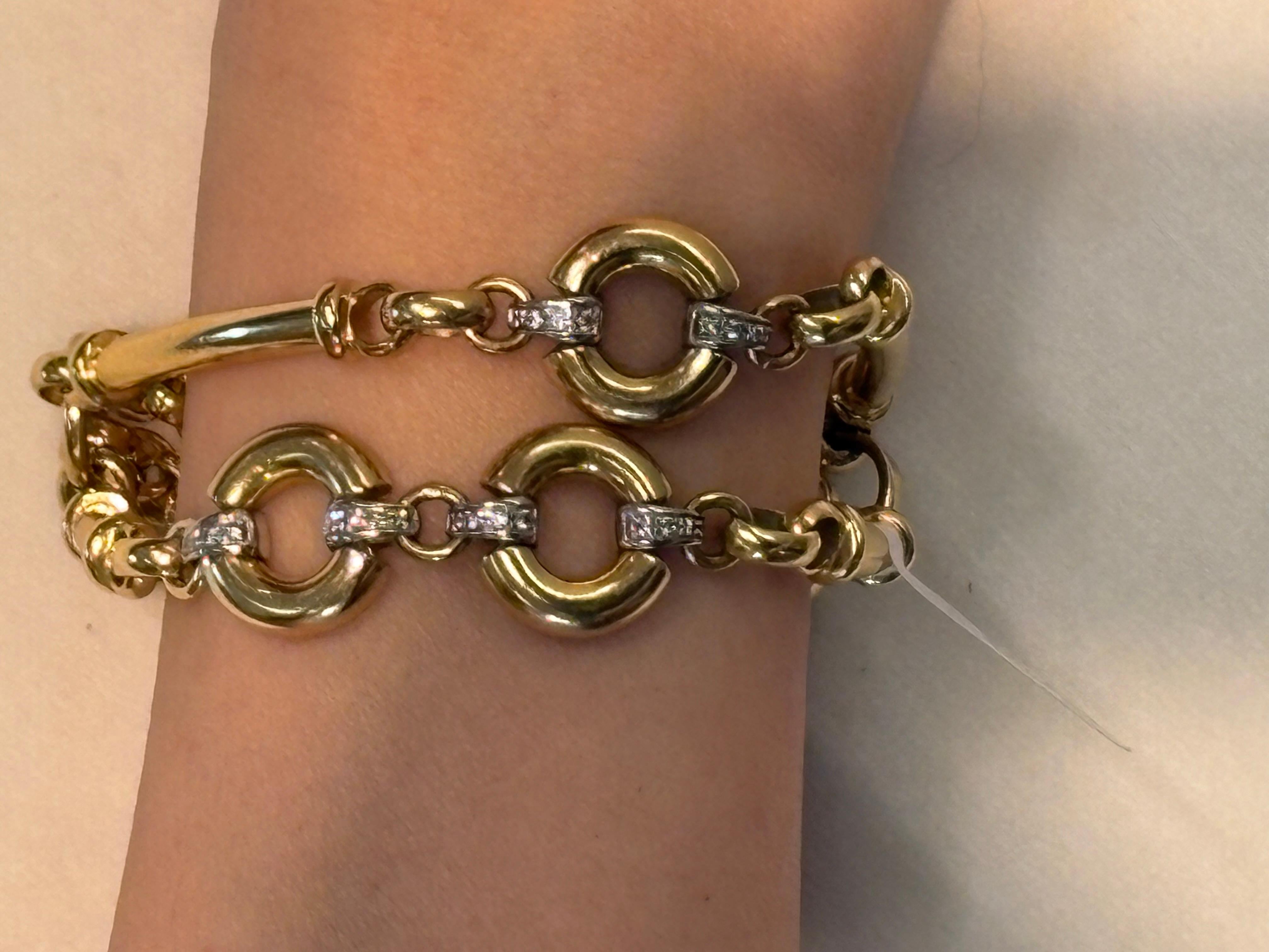 18KT Double Bracelet, Italy, 48.36g, .50TDW, Yellow Gold For Sale 6