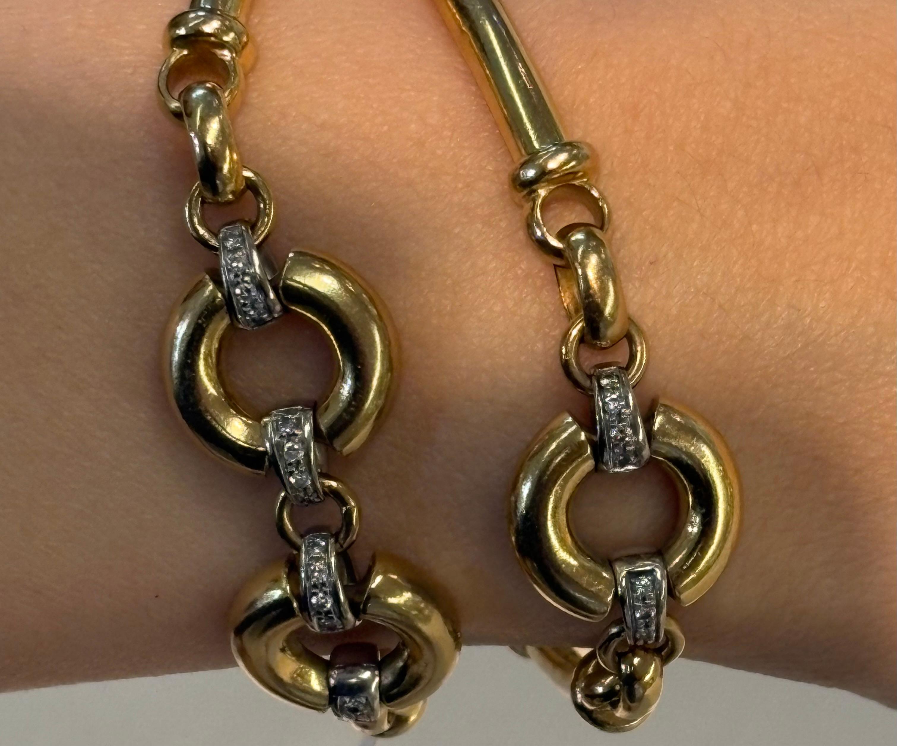 18KT Double Bracelet, Italy, 48.36g, .50TDW, Yellow Gold For Sale 8