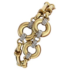 18KT Doppelarmband, Italien, 48,36 g, .50TDW, Gelbgold