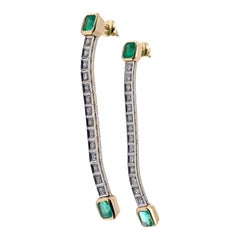 18KT Emerald and Diamond Dangle Earrings
