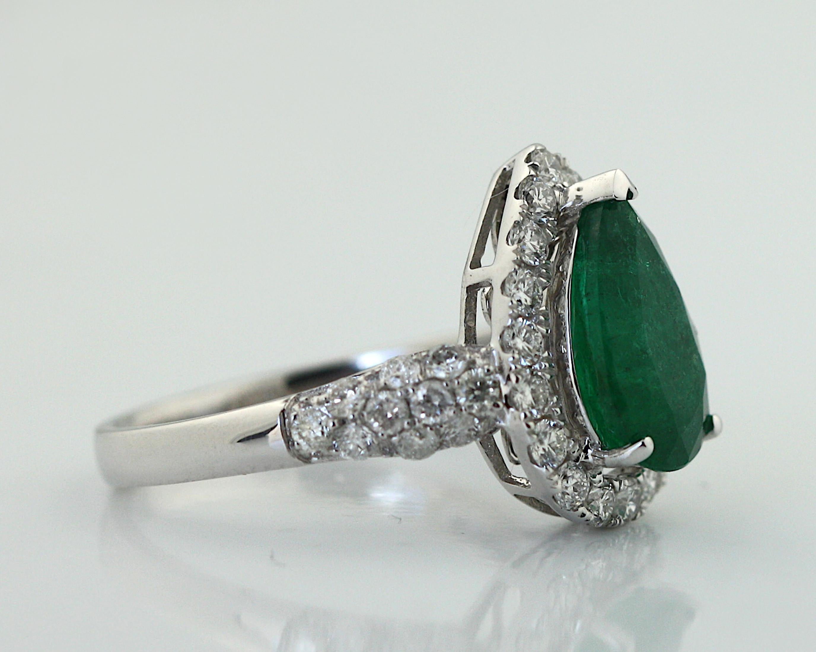 Emerald Cut 18KT Emerald and Diamond Ring