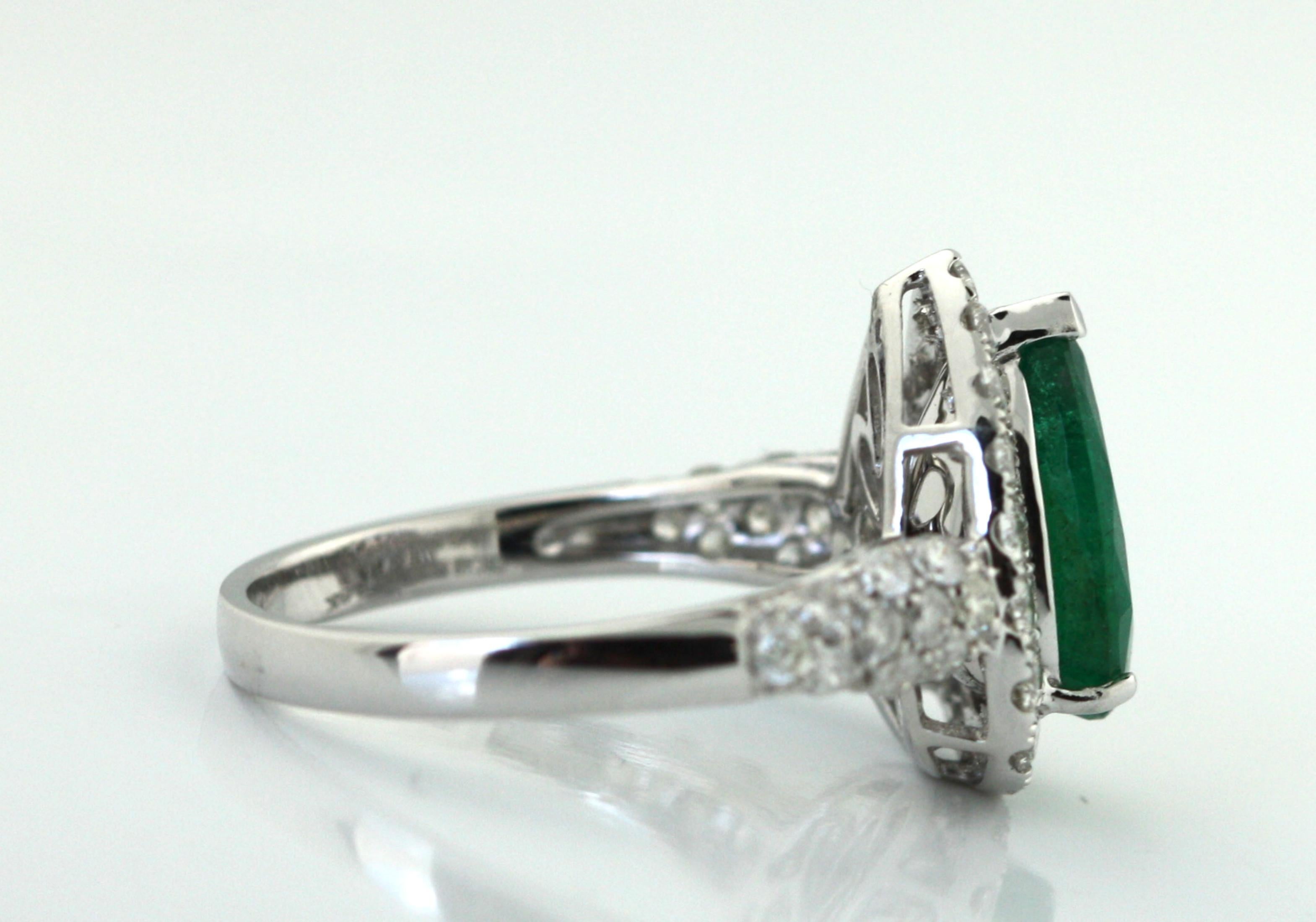 Women's or Men's 18KT Emerald and Diamond Ring
