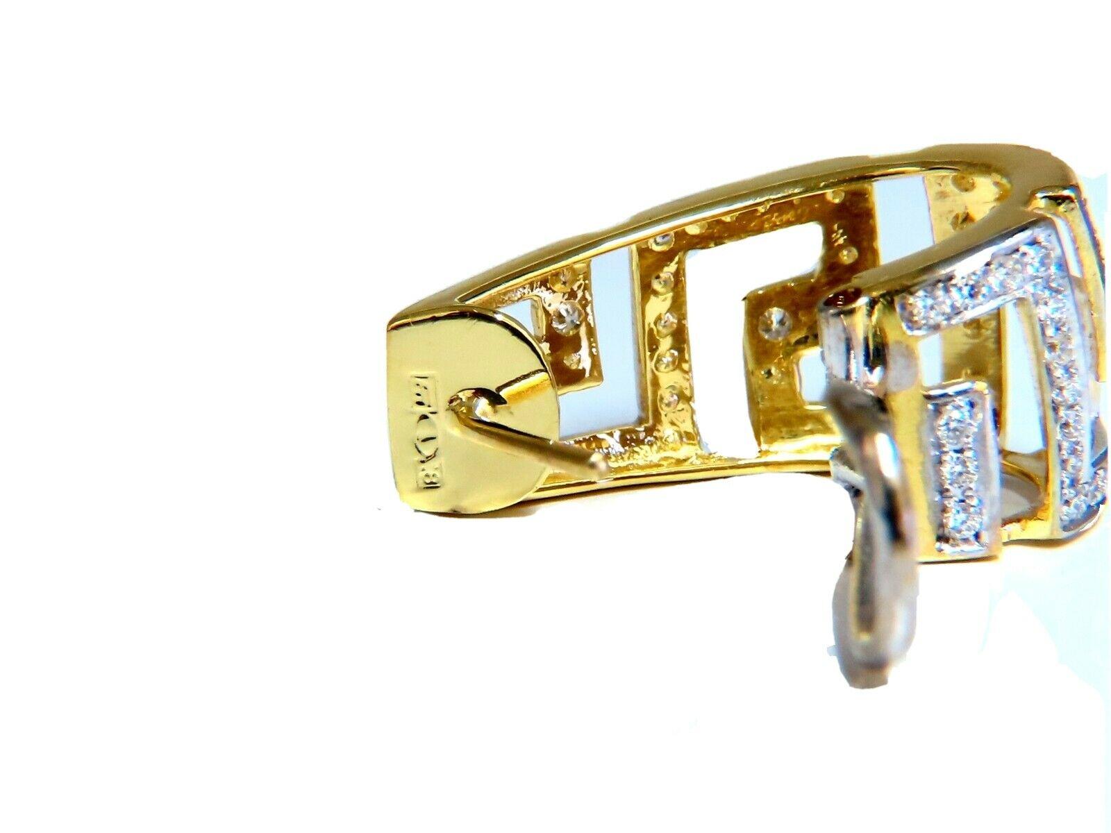 18kt Endless Greek Symbolic Bead Set 1.20ct Diamonds Clip Earrings For Sale 3