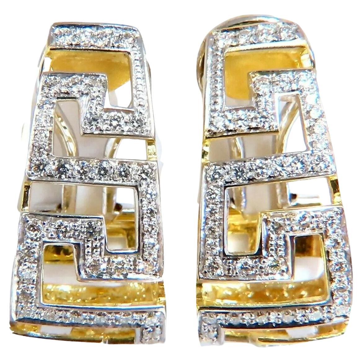 18kt Endless Greek Symbolic Bead Set 1.20ct Diamonds Clip Earrings For Sale