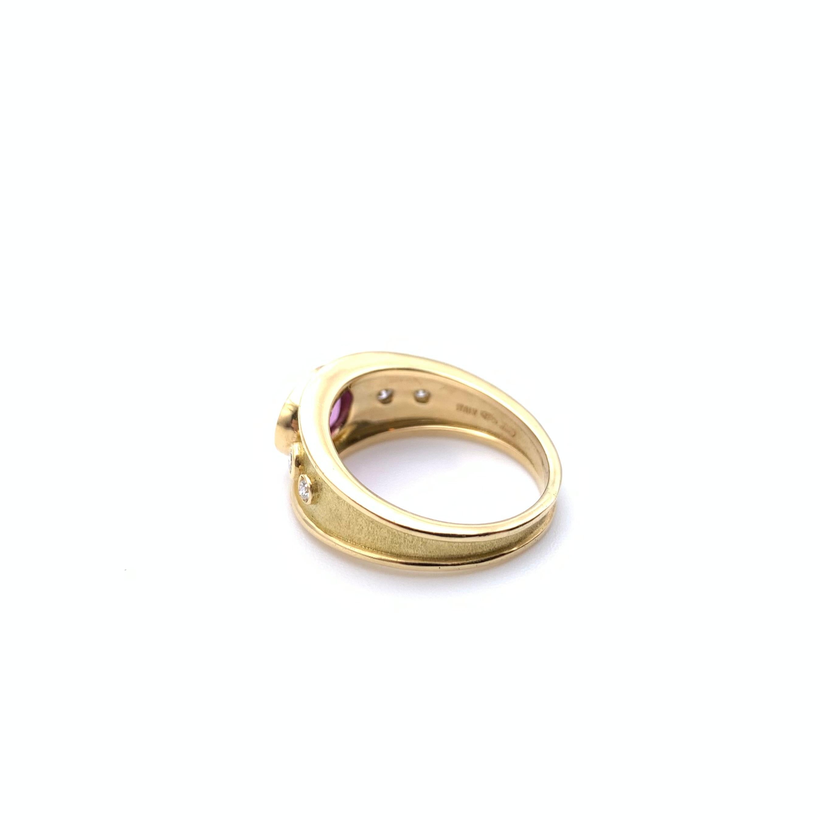 Oval Cut 18KT Etruscan Purple Sapphire and Diamond Ring For Sale