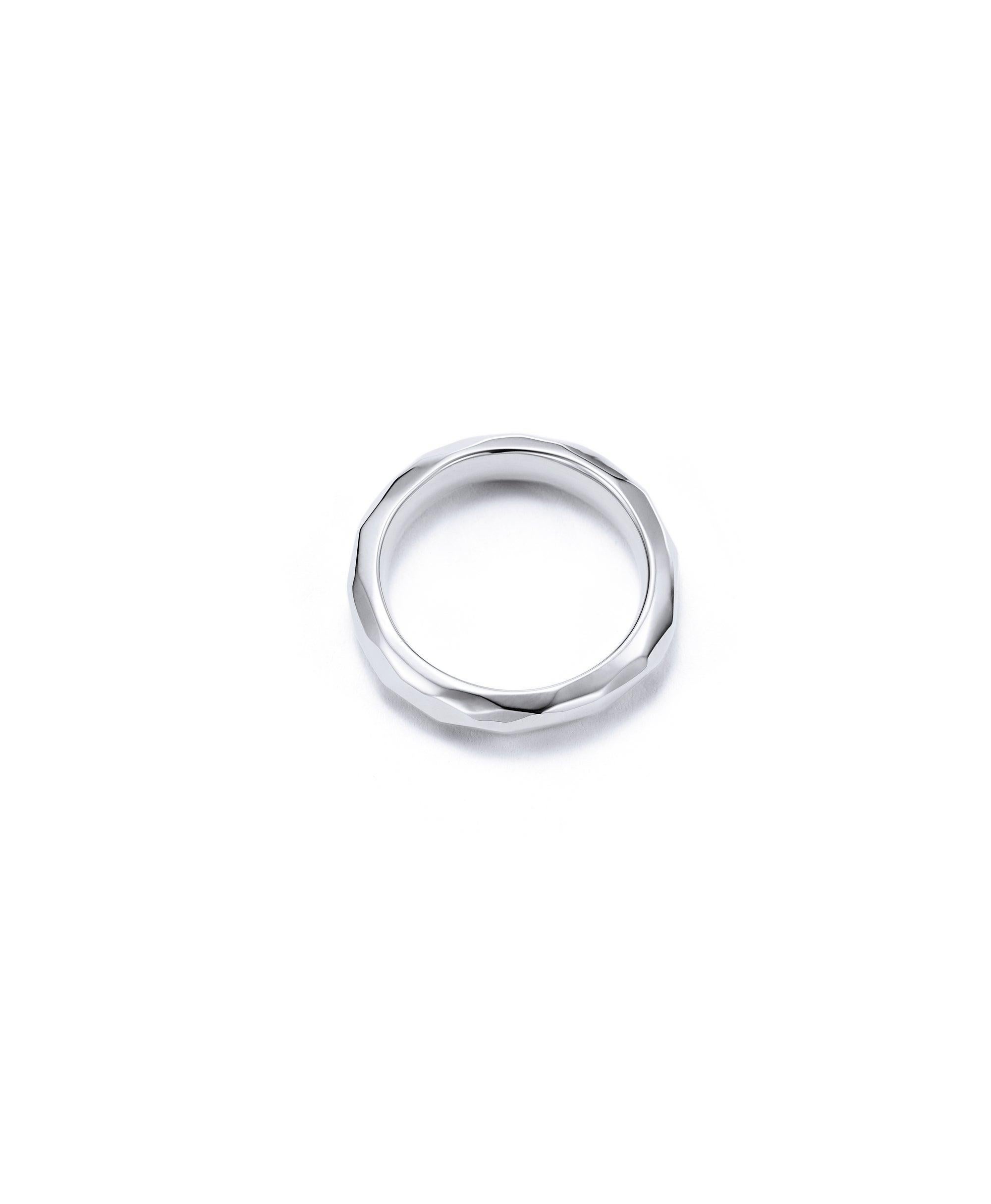 For Sale:  18kt Fairmined Ecological Gold Enchantment Hammered Wedding Ring in White Gold 2