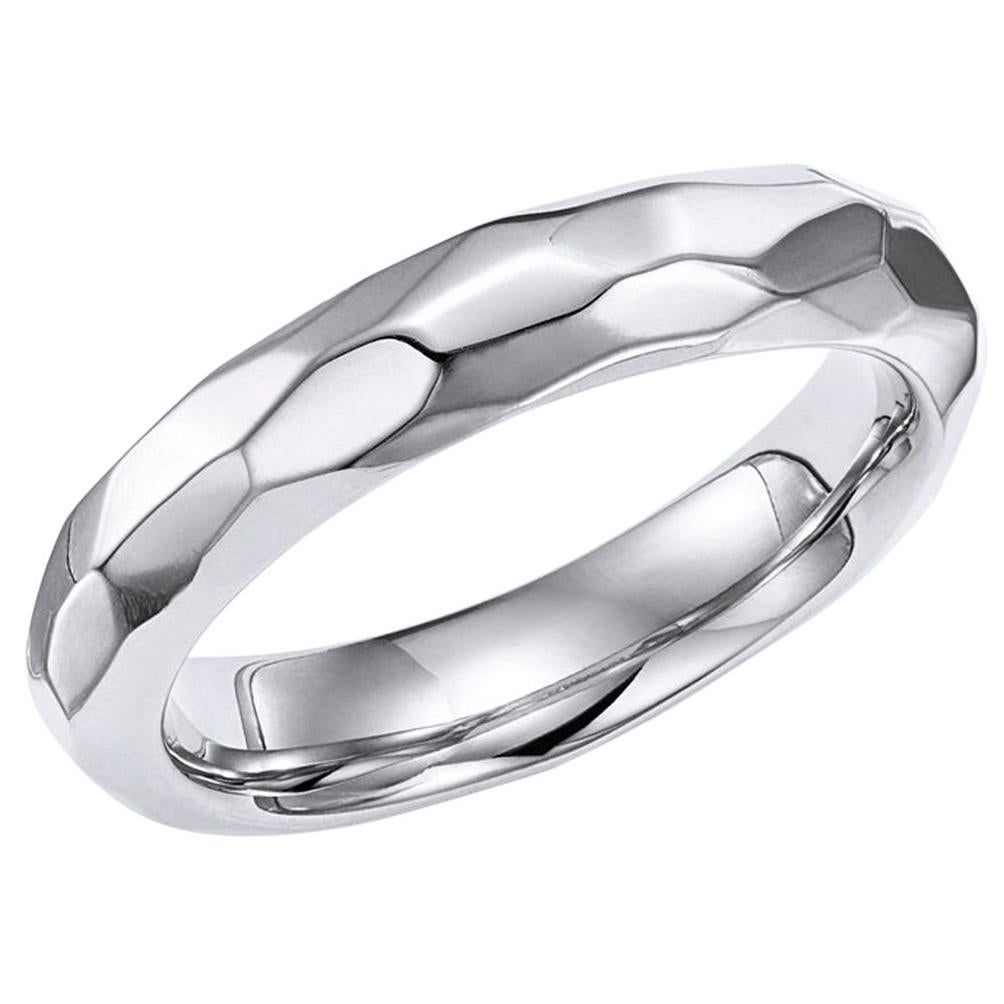For Sale:  18kt Fairmined Ecological Gold Enchantment Hammered Wedding Ring in White Gold