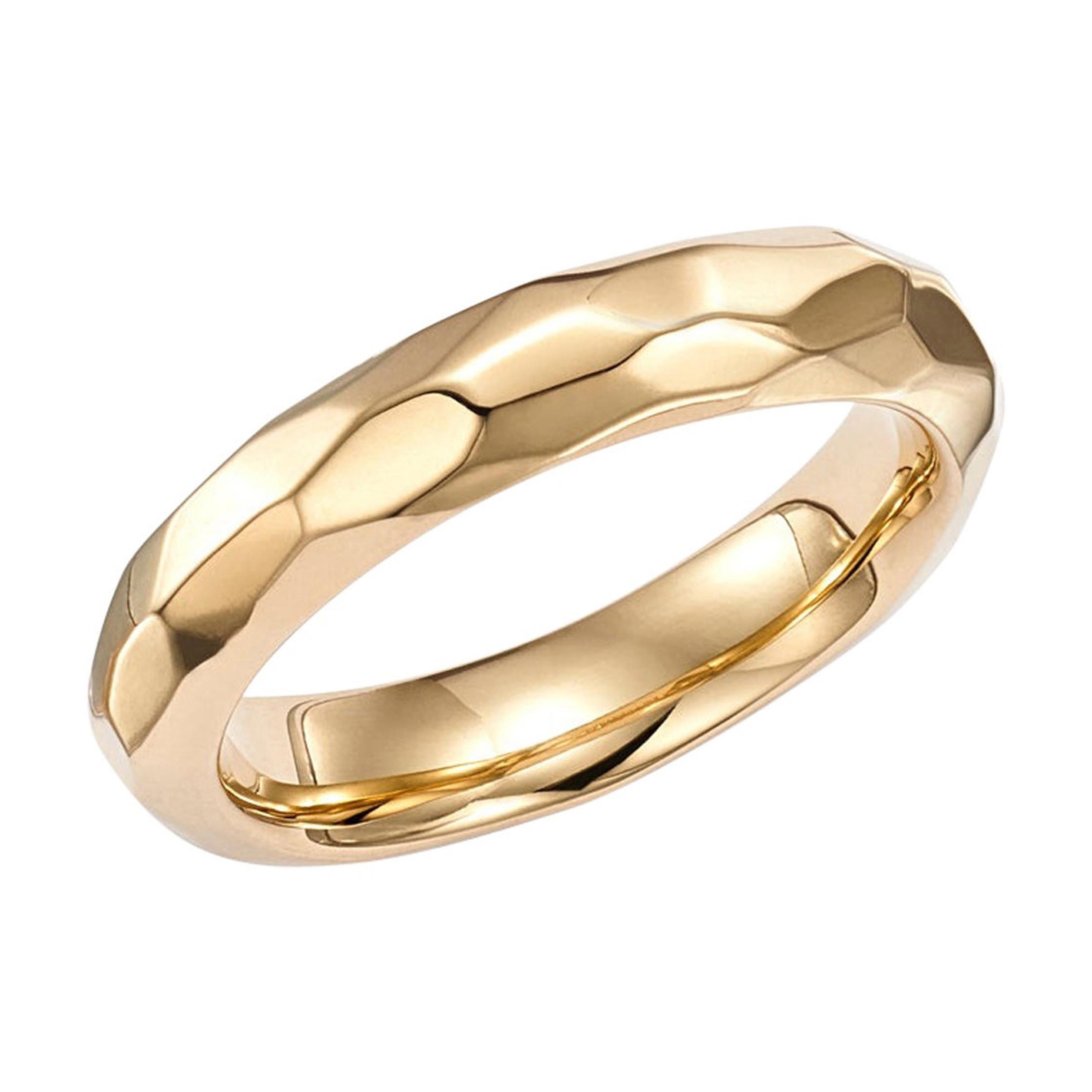 For Sale:  18kt Fairmined Ecological Gold Enchantment Hammered Wedding Ring in Yellow Gold