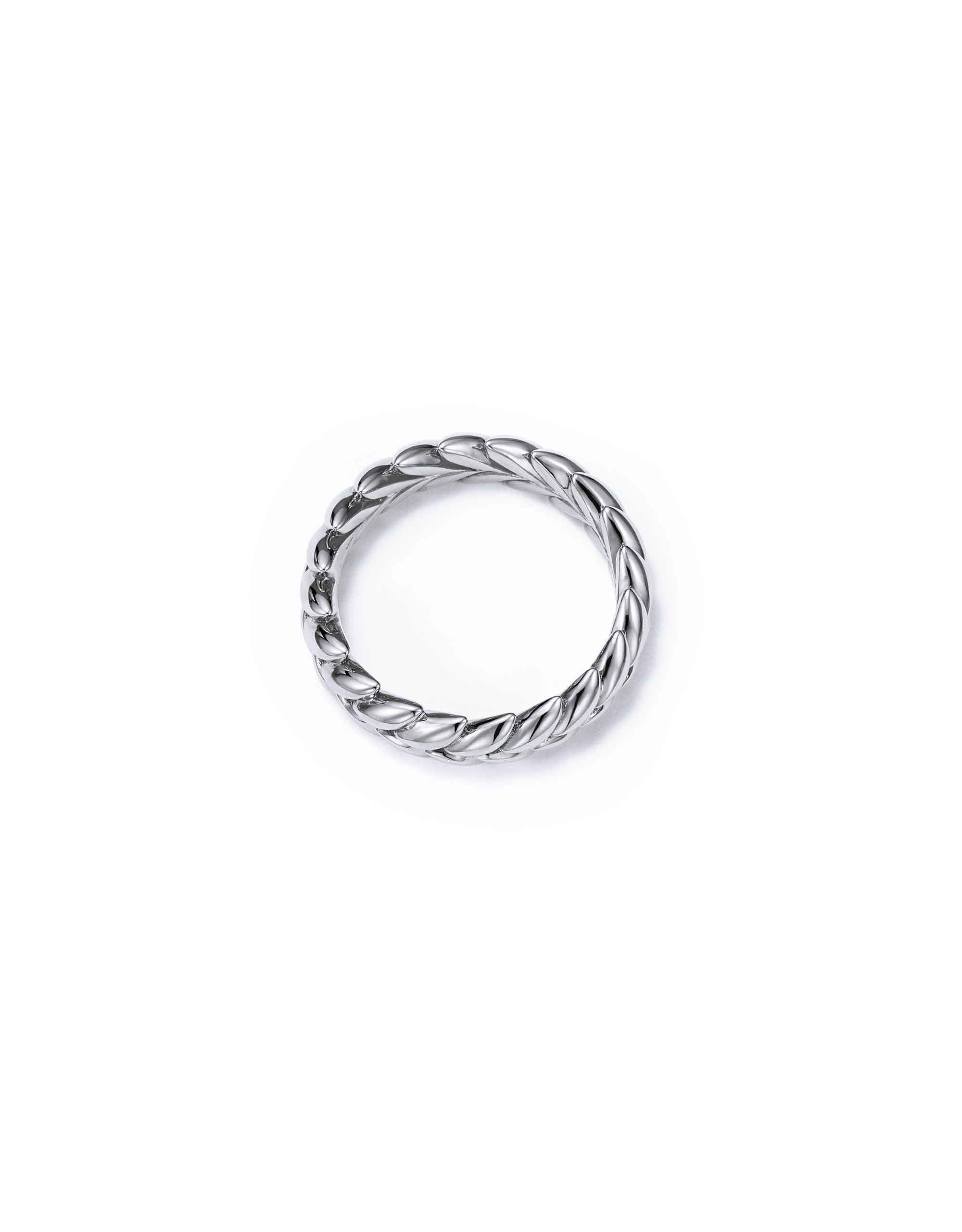 For Sale:  18kt Fairmined Ecological Gold Ethereal Laurel Leaf Wedding Ring in White Gold 2