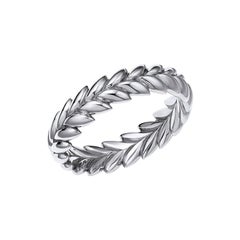 18kt Fairmined Ecological Gold Ethereal Laurel Leaf Wedding Ring in White Gold