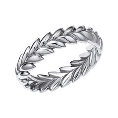 18kt Fairmined Ecological Gold Ethereal Laurel Leaf Wedding Ring in White Gold