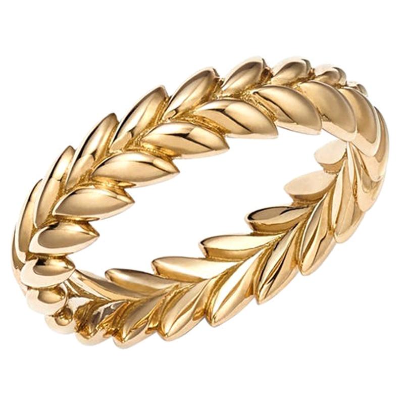 For Sale:  18kt Fairmined Ecological Gold Ethereal Laurel Leaf Wedding Ring in Yellow Gold