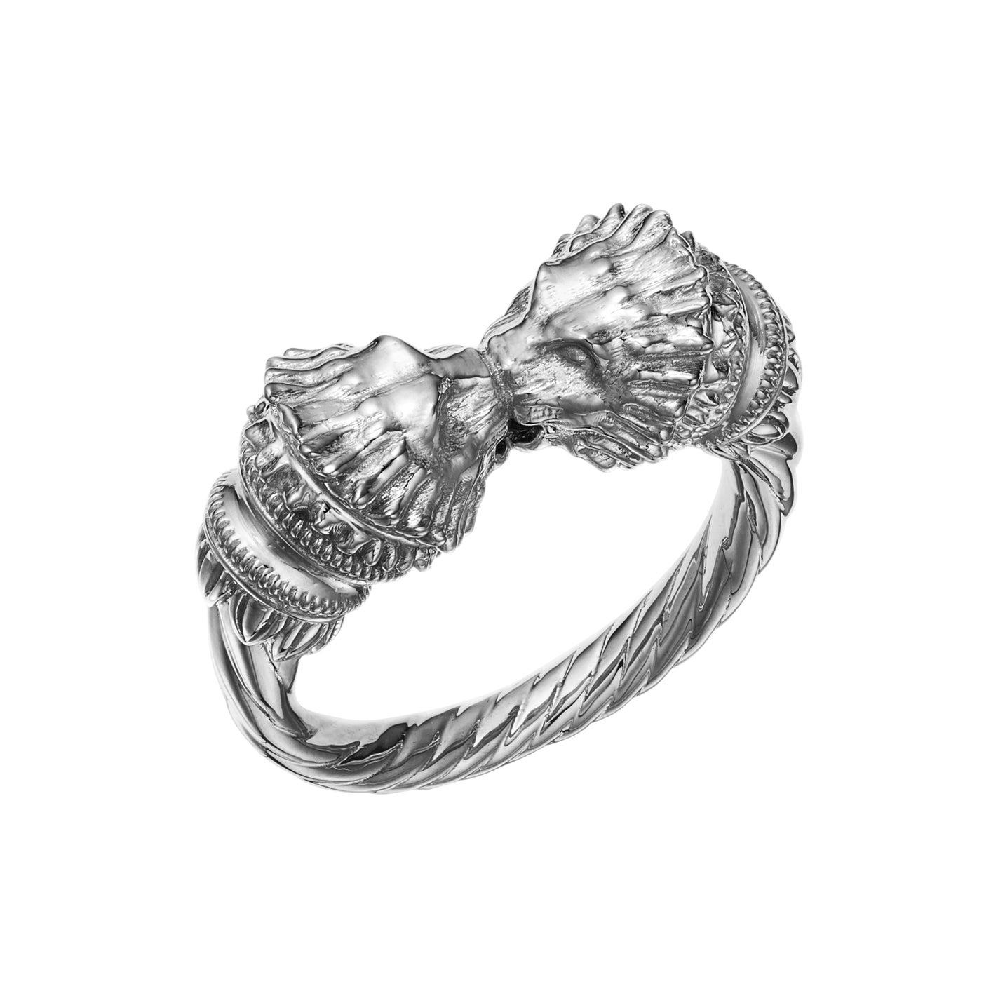 For Sale:  18kt Fairmined Ecological Gold Greek Lion Ring in White Gold
