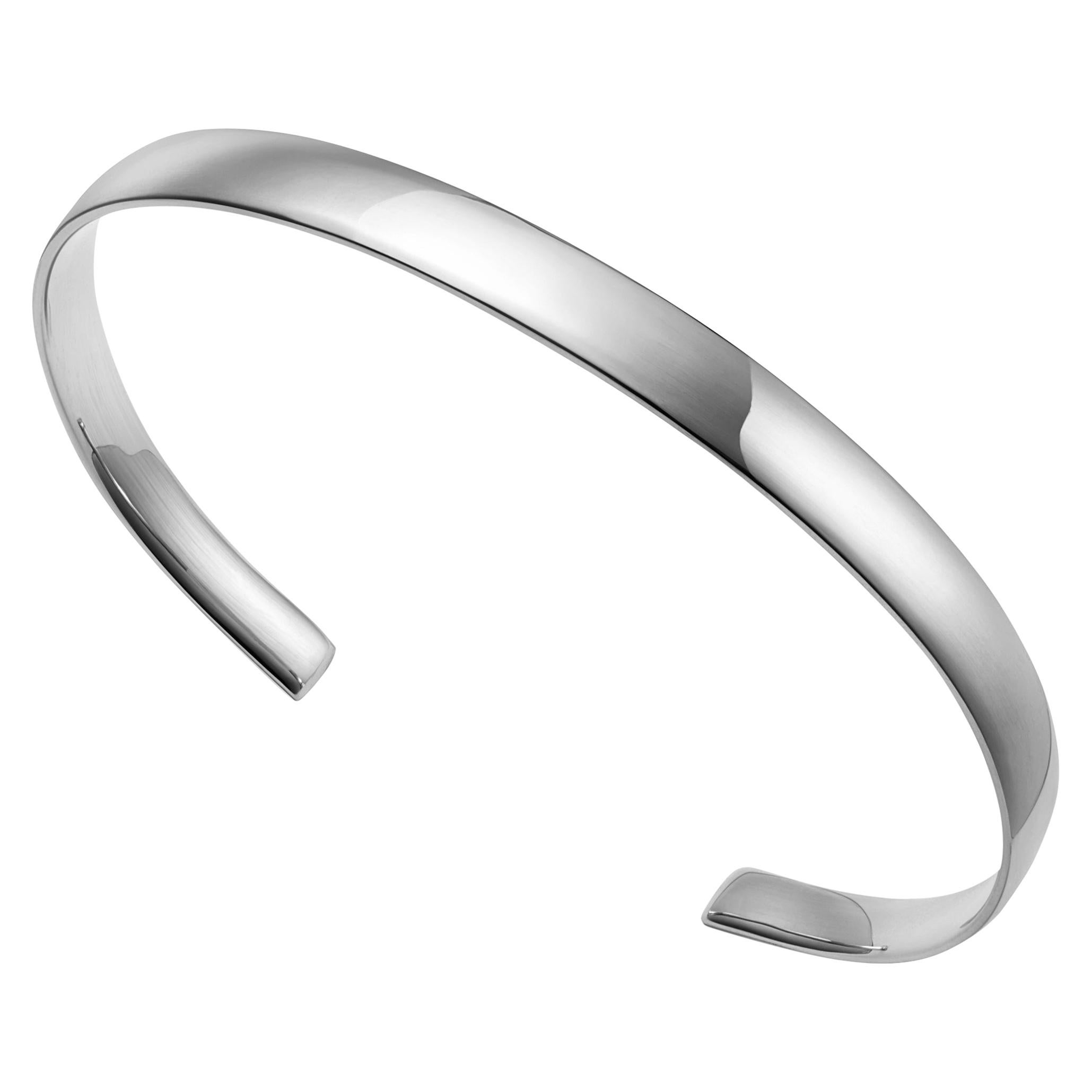 18kt Fairmined Ecological White Gold Classic Round Sincerity Cuff Bracelet