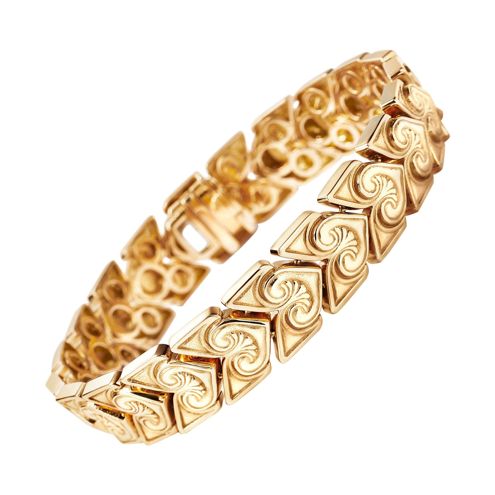 18kt Fairmined Ecological Yellow Gold Greek Palmette Design Elena Link Bracelet