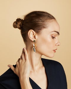 18kt Fairmined Ecological Yellow Gold Man Ray Drop Lampshade Earrings